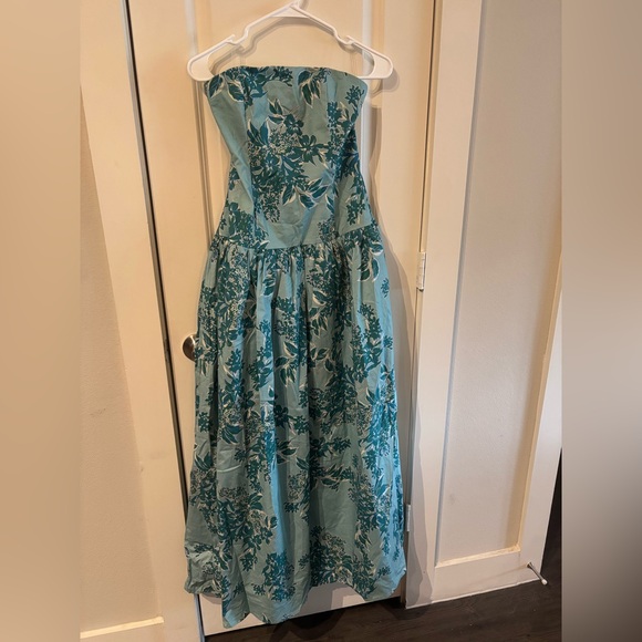 Pepper Mayo Strapless Teal Floral Maxi Dress - Picture 2 of 6